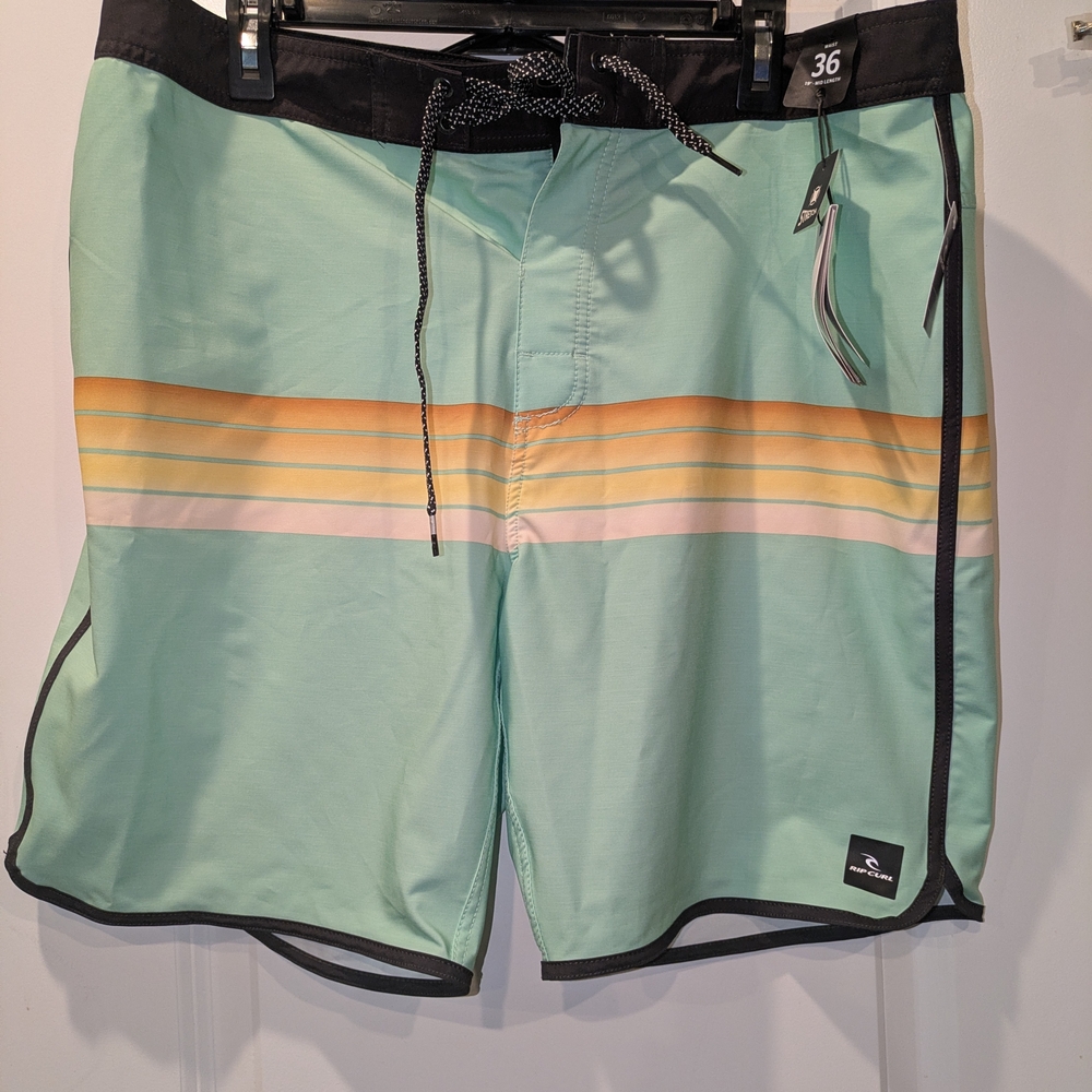 NWT Rip Curl Mirage Surf Revival Boardshorts Aqua Stripe 19” Mens Size 36